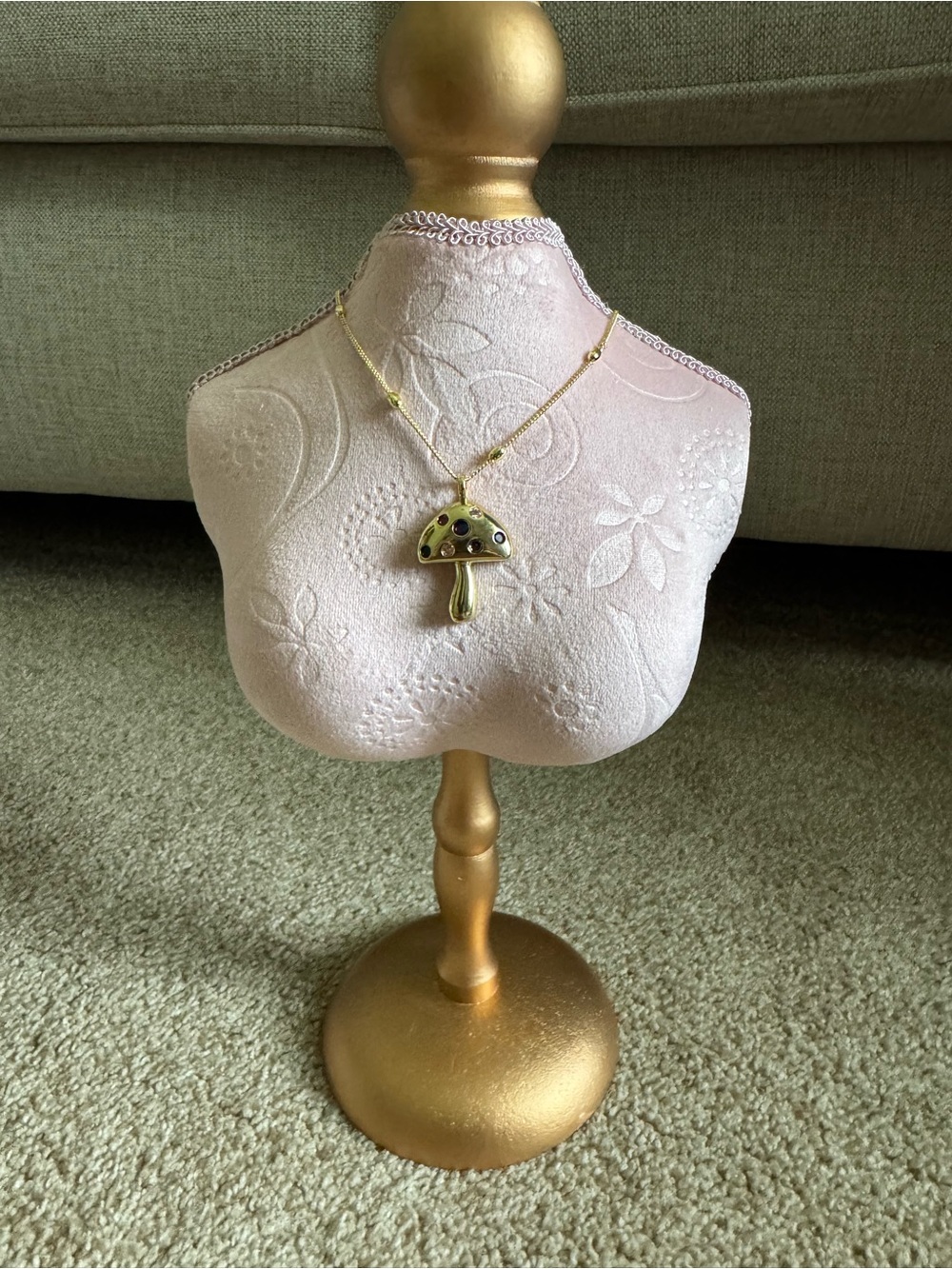 Gold Mushroom Charm Necklace - Women Jewelry